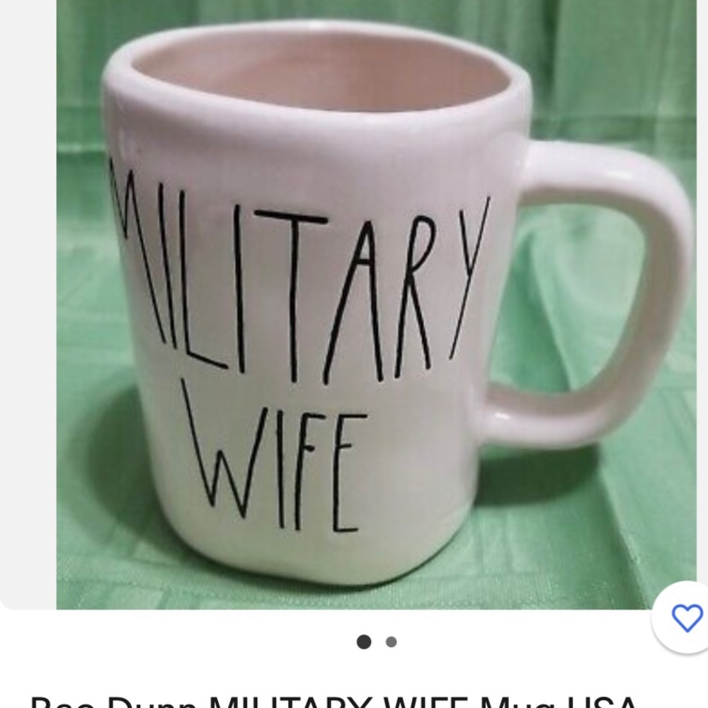 Rae Dunn MILITARY WIFE Coffee tea mug cup  oversized white EUC